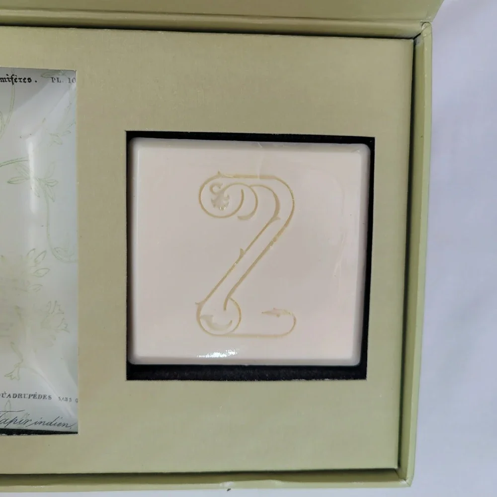 Fringe Studio Monogram Z Zebra Glass Tray and Bamboo Gingergrass Soap Gift Set